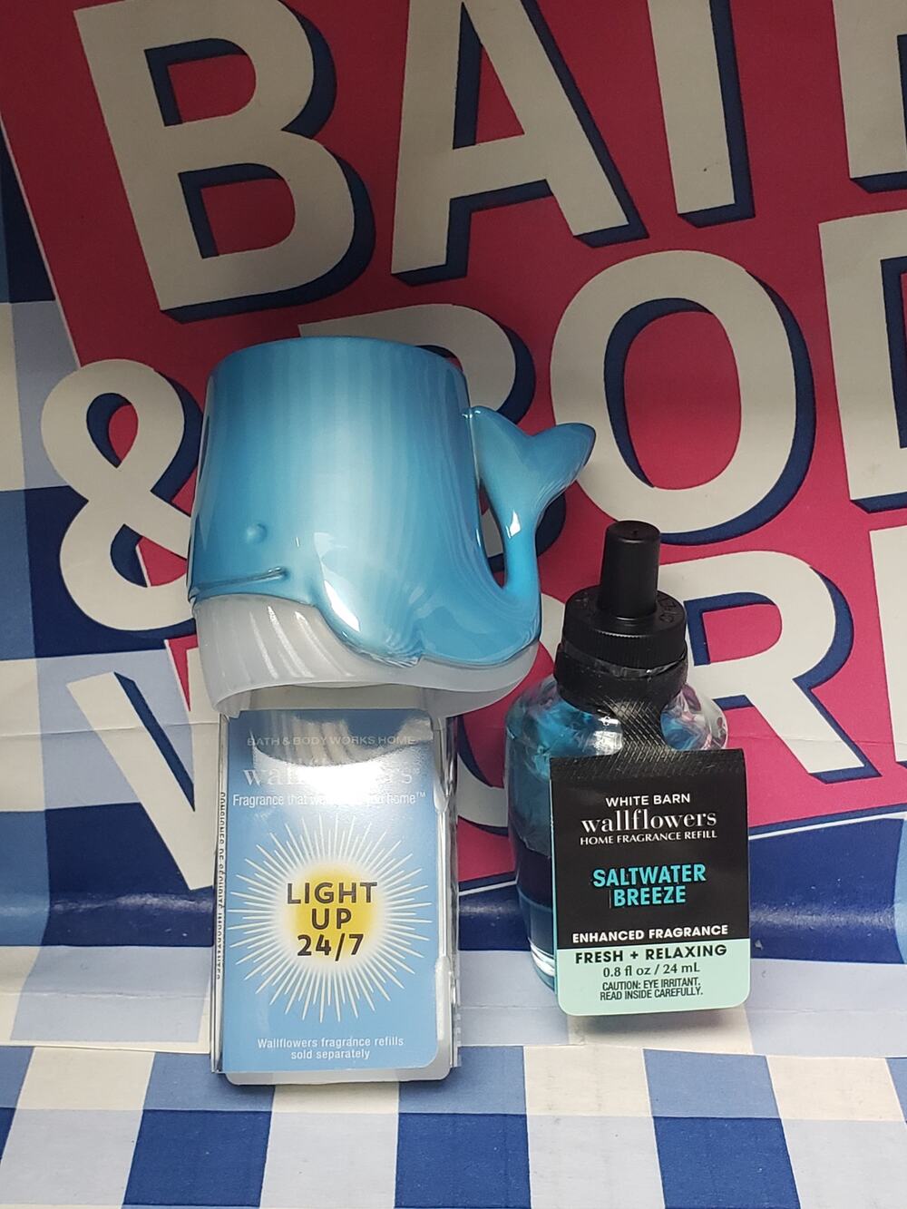 BBW Blue Whale Night Light Fragrance Wallflower Plug In Saltwater Breeze Refill